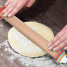 Деревянная скалка с кольцами для регулировки толщины и съемными ручками 57 см