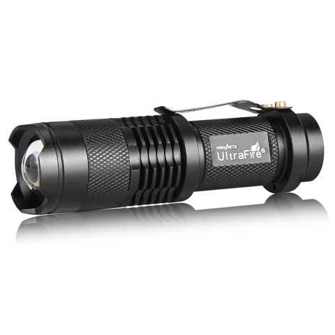 Светодиодный фонарик UltraFire SK68 на аккумуляторе 14500 ручной тактический 3 режима 7Вт с регулировкой зума