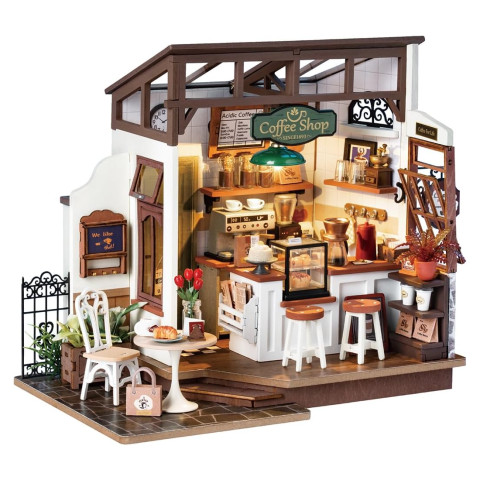 Румбокс Slow Life Cafe — миниатюрный домик с LED-подсветкой, Robotime