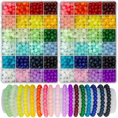 Комплект стеклянных бусин для создания украшений, 24 оттенка, 8 мм Комплект стеклянных бусин для создания украшений, 24 оттенка, 8 мм
