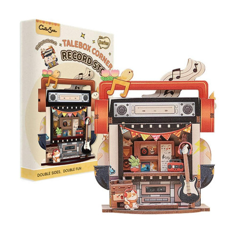 Миниатюрный 3D-конструктор CUTEBEE TaleBox Corner Record Store, музыкальный магазин, 52 детали Миниатюрный 3D-конструктор CUTEBEE TaleBox Corner Record Store, музыкальный магазин, 52 детали