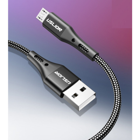 Micro USB кабель USLION 3А для быстрой зарядки и передачи данных 1м