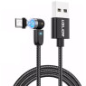 Кабель быстрой зарядки Micro USB USLION 360 магнитный поворотный со светодиодным индикатор для Samsung Xiaomi